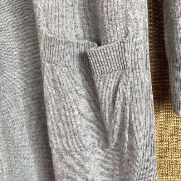 Marty M cotton blend long open cardigan color light cool grey - Picture 3 of 5